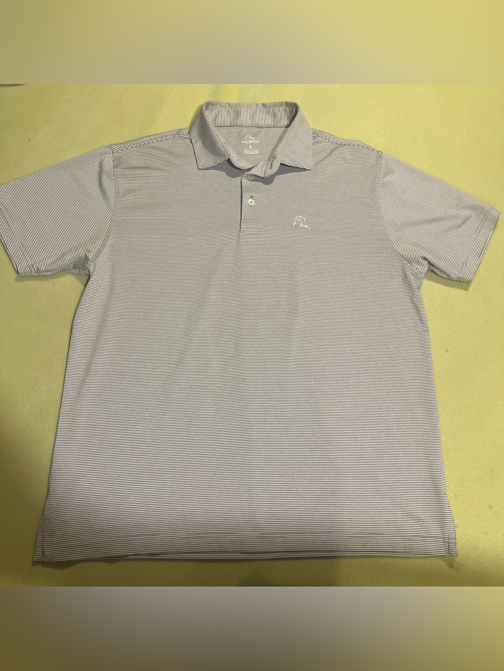 Rhoback Mens XL Performance Polo Shirt Light Purple White Striped Golf